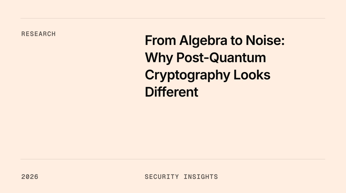 From Algebra to Noise: Why Post-Quantum Cryptography Looks Different